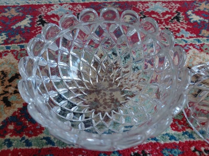 Antique French Baccarat glass bowl with lid