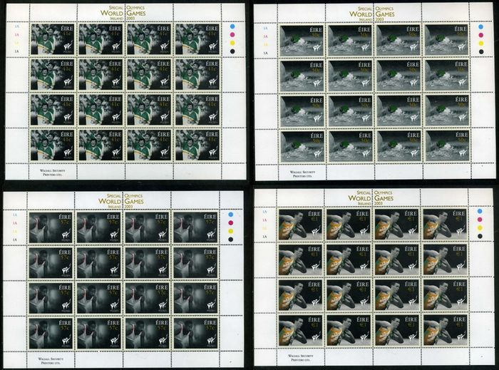 2003 Ireland 11th Special Olympics in Dublin  Commemorative Stamp Sheetlet Plate 1A1A1A1A Mint Never Hinged (MNH)