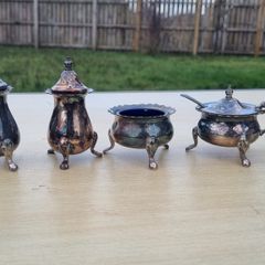 Antique silver-plated spice set