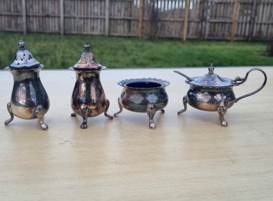 Antique silver-plated spice set