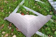 Handmade crochet triangle wool shawl wrap. Beige gradient ombre shawl