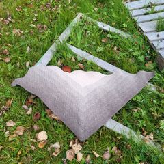 Handmade crochet triangle wool shawl wrap. Beige gradient ombre shawl