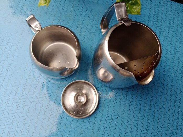 Old Hall,  Stainless steel, vintage teapot and jug