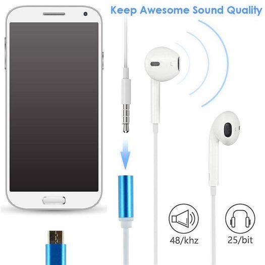 Black USB C Type C to 3.5mm Audio Adapter Cable Headphones Earphone Converter
