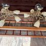 1980s Vintage Antique Brass Stylish 5 Arm Opaque Marble Effect Ceiling Lights Image 2