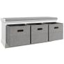 Three-Drawer Shoe Storage Bench, with Padded Top Seat - White Image 5