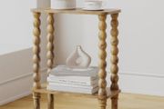 Wooden Side Table, Narrow Nightstand with Open Wood Shelf, Bedside Table for Small Spaces, Bedroom, Living Room, Accent End Table with Solid Wood Legs Rustic Brown
