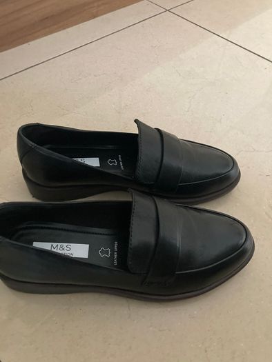 Marks & Spencer's Black Leather Loafers Size 3.5