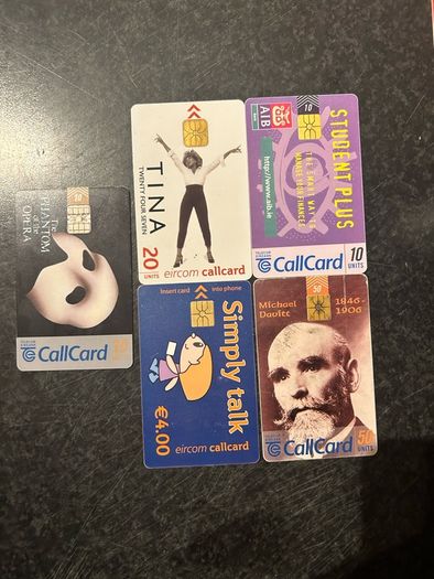 Call cards Irish all me doubles start at 1 euro each most are 2 euro each
