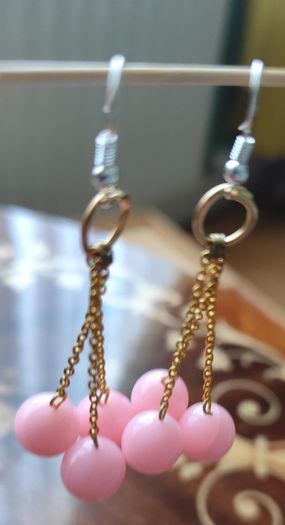 Pink Drop Earrings / Handmade New