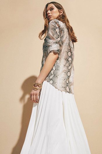 Karen Millen Silk Cotton Snake Print Shirt