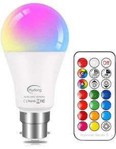 Colour Changing Bulb B22 10W, RGBW LED Bulb Lighting with 21 Key Remote Control, Dual Function, 12 Colour Choices for Home Decoration Bar Party KTV Stage