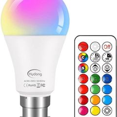 Colour Changing Bulb B22 10W, RGBW LED Bulb Lighting with 21 Key Remote Control, Dual Function, 12 Colour Choices for Home Decoration Bar Party KTV Stage