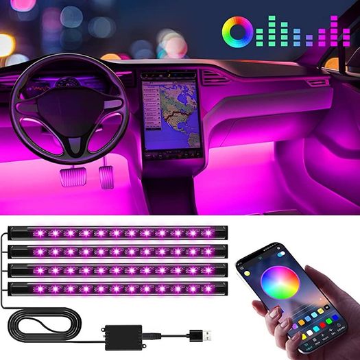 Car LED Interior Lights, Gifts for Him Her, Car Accessories for Men Women, Car LED Strip Light with USB Port APP Control, Car Stuff Lighting Kits Decoration Car Atmosphere Lights (FREE SHIPPING)