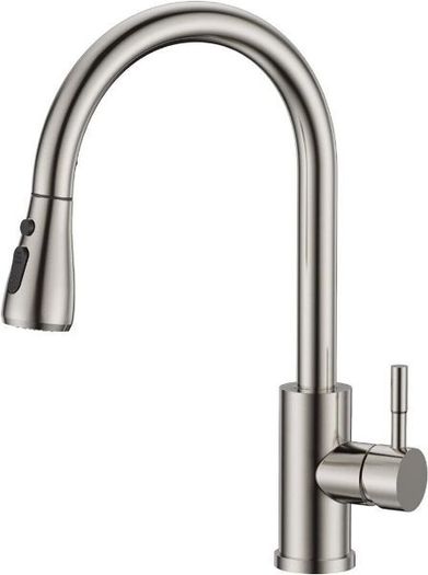 36523 FORIOUS Brushed Swivel High Arc Pull-Out Kitchen Sink Mixer Tap