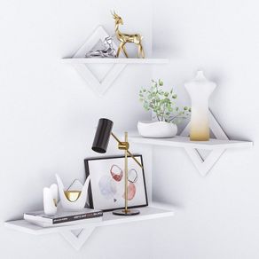 White Floating Shelf, 3 Sets of White Wall-Mounted Shelves, Modern Home Decoration Storage Shelf, with Invisible Accessories, Suitable for Bathroom, Bedroom, Office, Living Room, Kitchen, etc