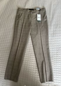 BNWT TONI Jolie Style Beige Glen Check Slim Fit Trousers - Size EU 38 / UK 12