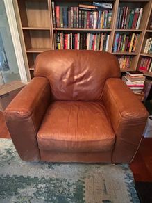 Brown leather armchair- Very comfortable!