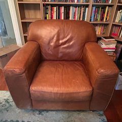 Brown leather armchair- Very comfortable!