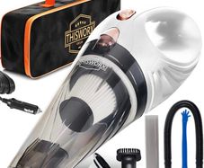 Car Vacuum Cleaner - Portable, Lightweight, Powerful, Handheld Vacuums w/Strong Suction, 3 Attachment Accessories, Carry Case - 12V, 4.8m Cord - Car Cleaning Kit MULTIPLE COLOURS AVAILABLE (FREE POSTAGE)