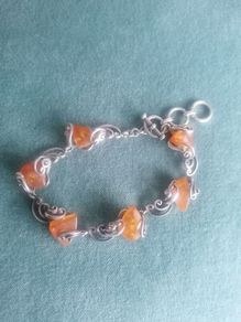Sterling Silver Handcrafted Amber Bracelet