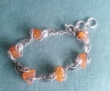 Sterling Silver Handcrafted Amber Bracelet