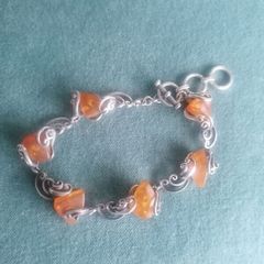 Sterling Silver Handcrafted Amber Bracelet