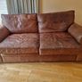 brown leather sofa and arm chair Image 2