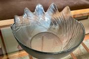 Vintage Wedgwood Dartington Lead Crystal Glass Wave Large Salad Or Fruit Table Bowl 1980s