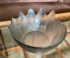Vintage Wedgwood Dartington Lead Crystal Glass Wave Large Salad Or Fruit Table Bowl 1980s