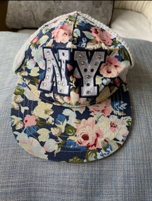Girls Flower Design NY Baseball Hat   7/13 yr