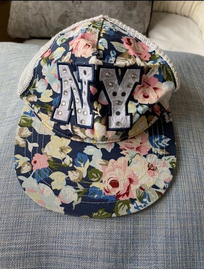 Girls Flower Design NY Baseball Hat   7/13 yr
