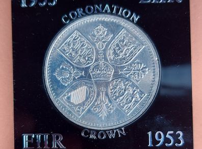 England  1953 Queens Coronation 5 Shilling Crown Coin Condition