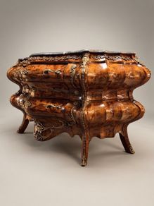 Magnificent French-Style Large Bombe Chest of Drawers w. Marble Top