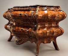 Magnificent French-Style Large Bombe Chest of Drawers w. Marble Top