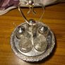 Vintage Mayell & CO Queen Anne Revolving Silver Plated Glass 5 Piece Condiment Cruet Set Image 3