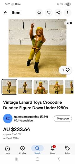 Vintage Lanard Toys Crocodile Dundee Figure Down Under 1980s