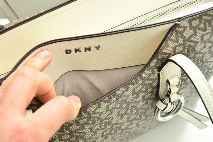 DKNY Bryant Medium Logo Jacquard Tote Bag, Chino Caramel