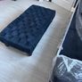 Chesterfield style Royal blue velvet pouffe Image 5