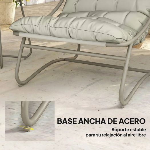 3-Piece Garden Set with 2 Lounge Chairs, Coffee Table and Cushions for Outdoor Patio Balcony Light Grey