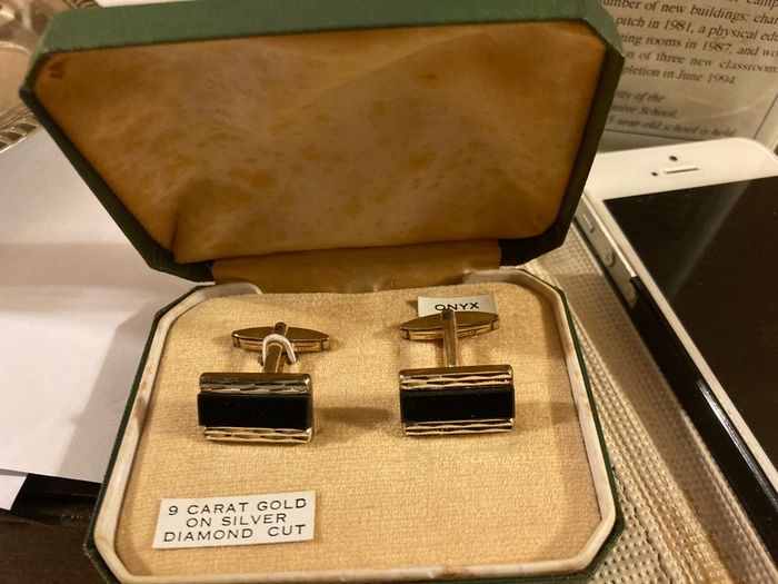 1940s vintage cuff links 9 carot gold on silver free postage