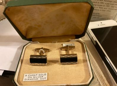1940s vintage cuff links 9 carot gold on silver free postage