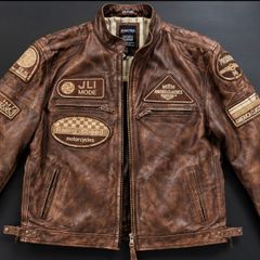 Aviatrix Dept. Vintage Leather Motorcycle Jacket  XL