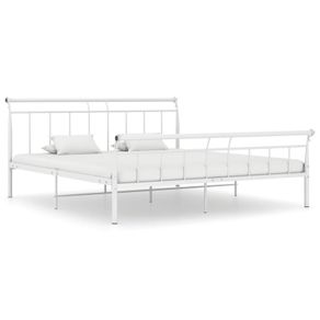 Bed Frame White Metal 160x200 cm