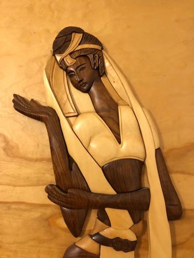 Vintage 60cm Vietnamese 3D Wood Intarsia Relief Art - Hand Carved Crane Longevity Panel