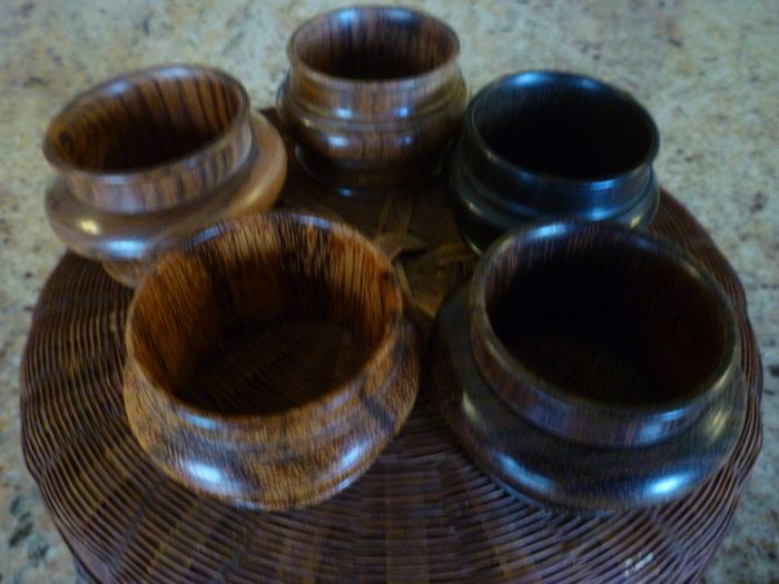 Wooden Napkin Ring holders-set Of 5 Vintage With Storage Box