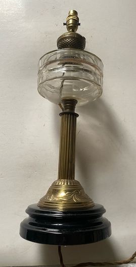 Vintage Converted Cut Glass & Brass Table Lamp  Fully Rewired