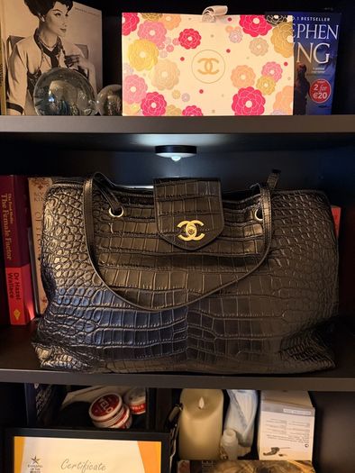 Croc embossed tote bag