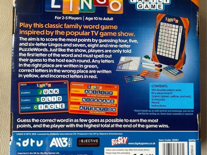 Lingo board game
