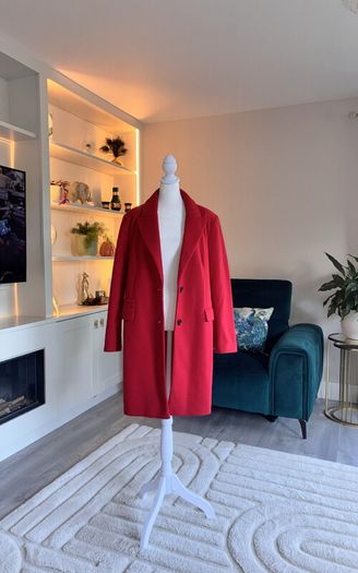 Ladies Red Single-Breasted Overcoat from Primark